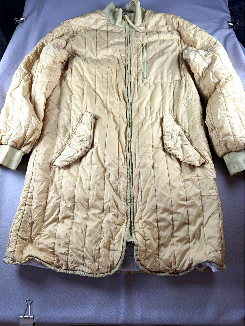 Nike Tech Pack Therma-FIT Beige Quilted Long Puffer Coat Full Zip Women’s S